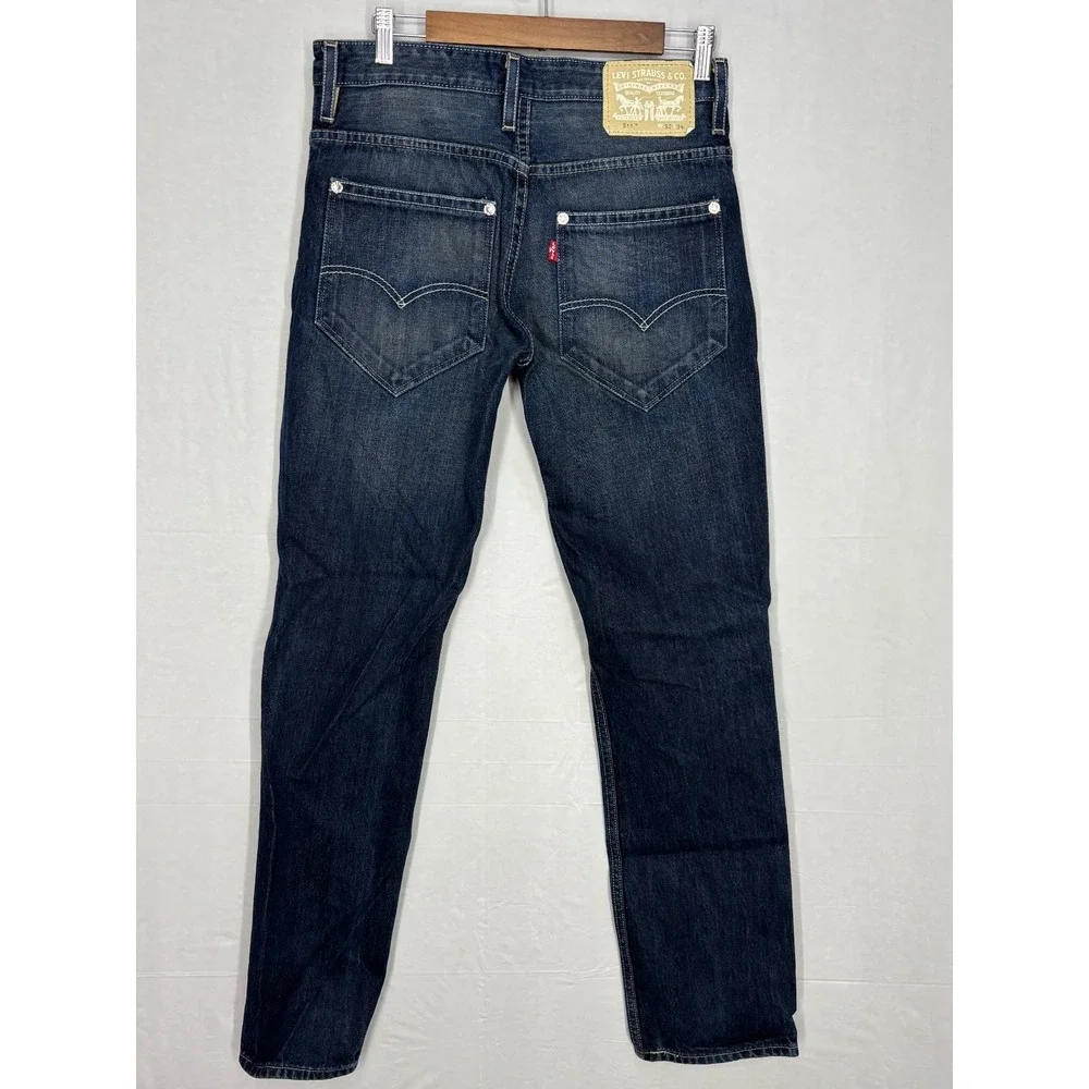 Levi's 511 Straight Leg Jeans Mens Blue Denim Dark‎ Wash 5-Pocket Whisker 32x34